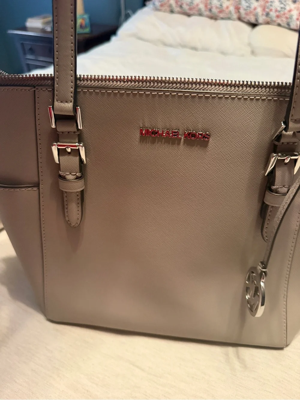 Michael Kors Saffiano Tote in Taupe